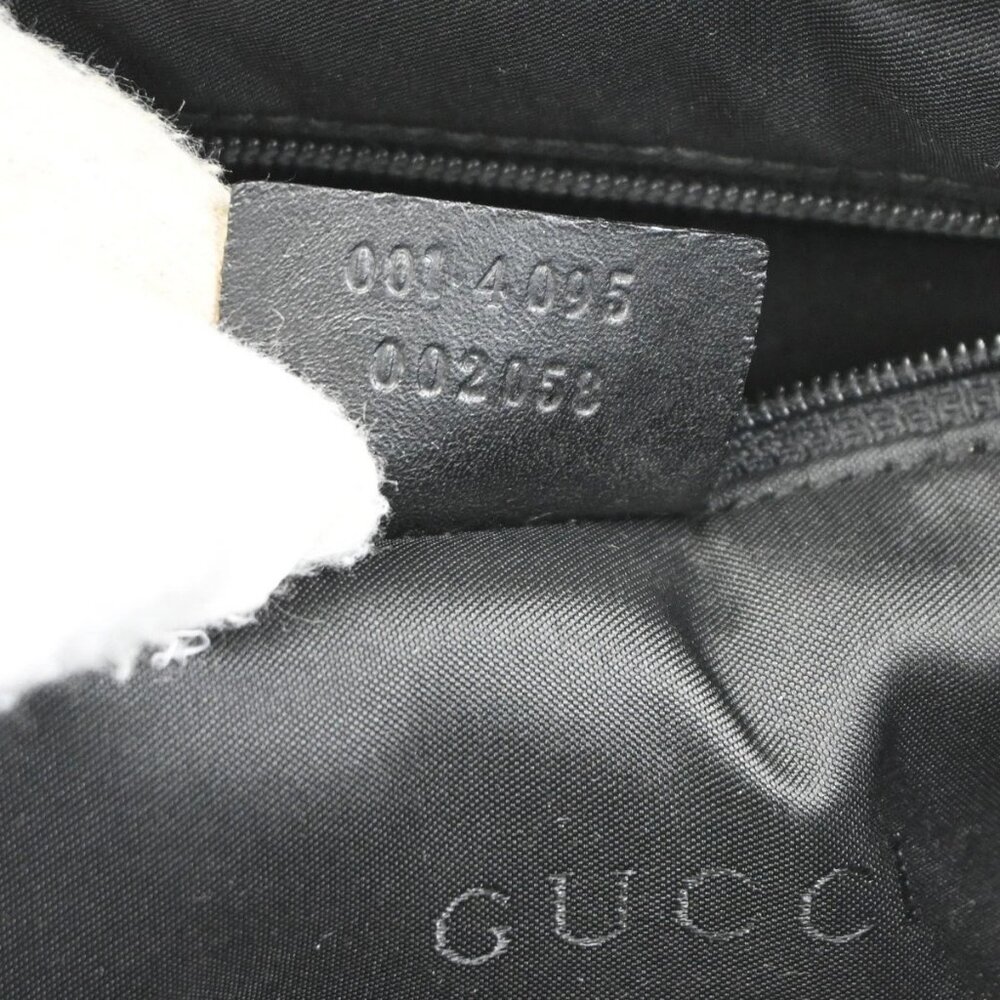 GUCCI Logo Shoulder Bag Canvas Leather Black White SHW 32TA265 - Picture 10 of 14